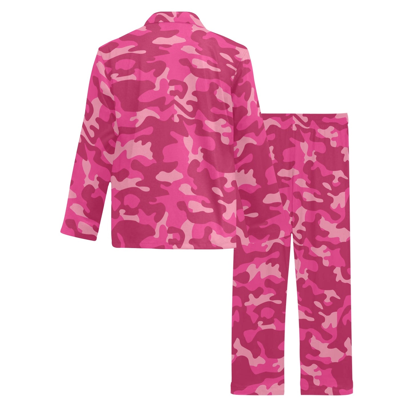 Camo Pink Pattern Print Design 01 Men's Long Pajama Set