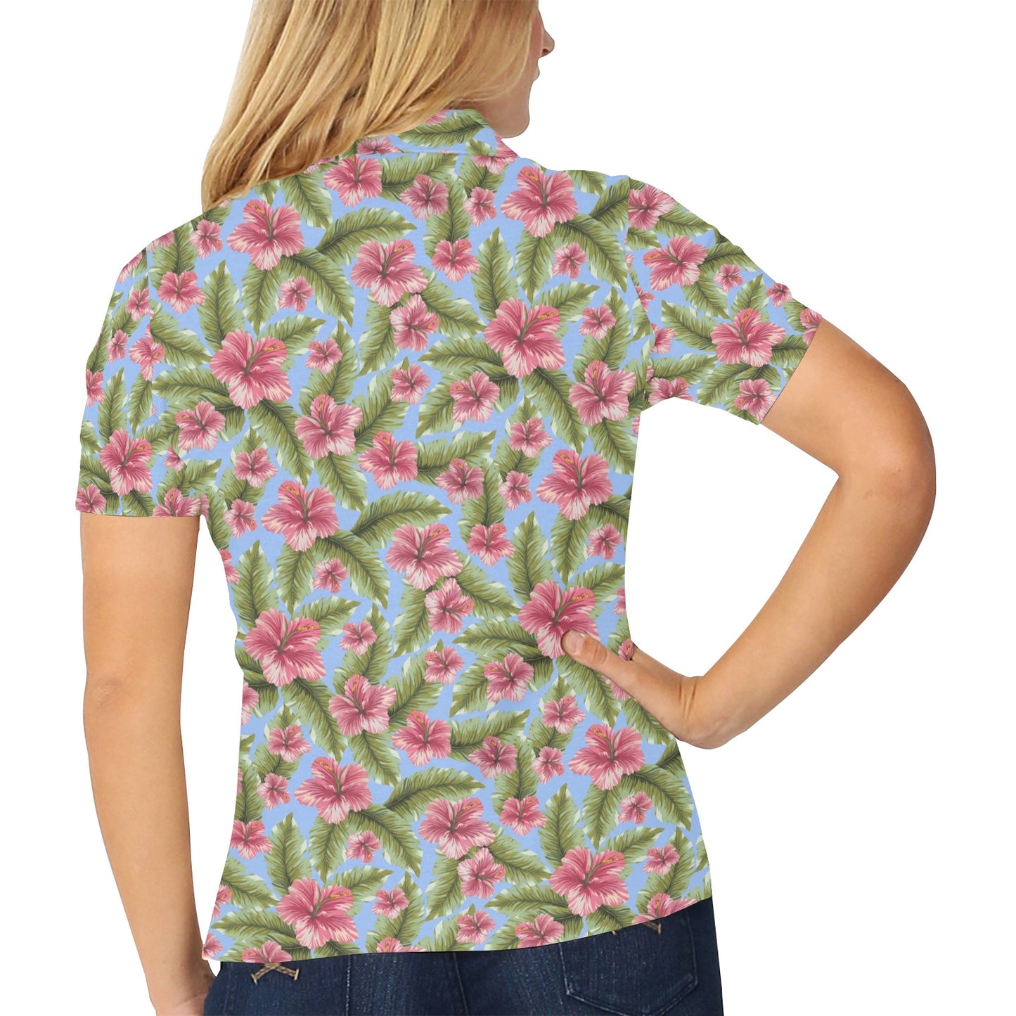 Tropical Flower Print Design LKS301 Women's Polo Shirt