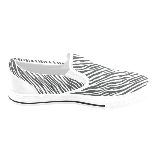 Zebra Classic Print Design LKS302 White Slip Ons Canvas Women's Shoes