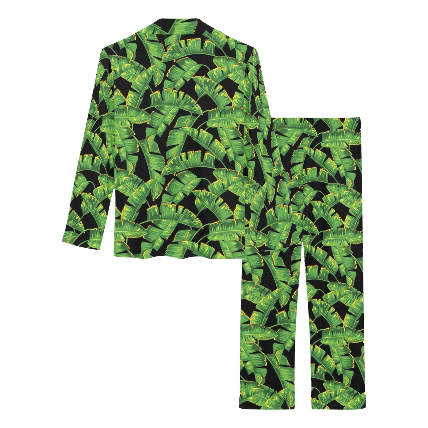 Banana Leaf Pattern Print Design 03 Women's Long Pajama Set