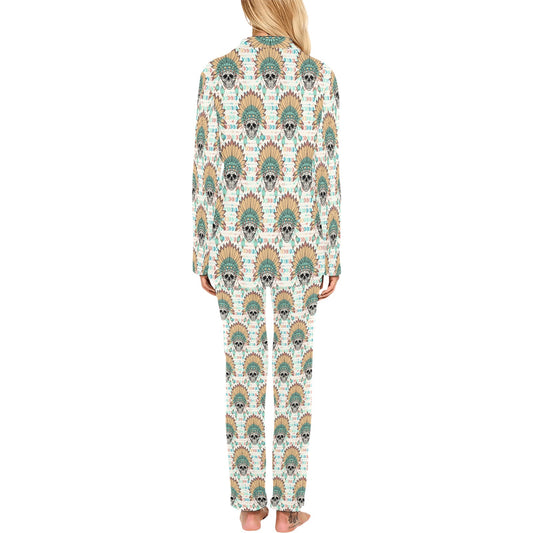 Boho Pattern Print Design 04 Women's Long Pajama Set
