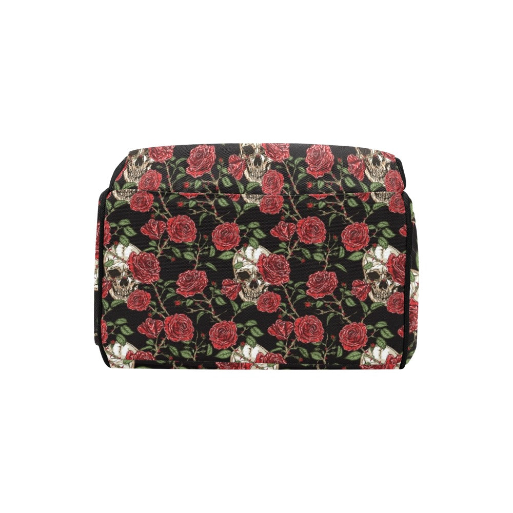 Skull And Roses Print Design LKS303 Diaper Bag Backpack