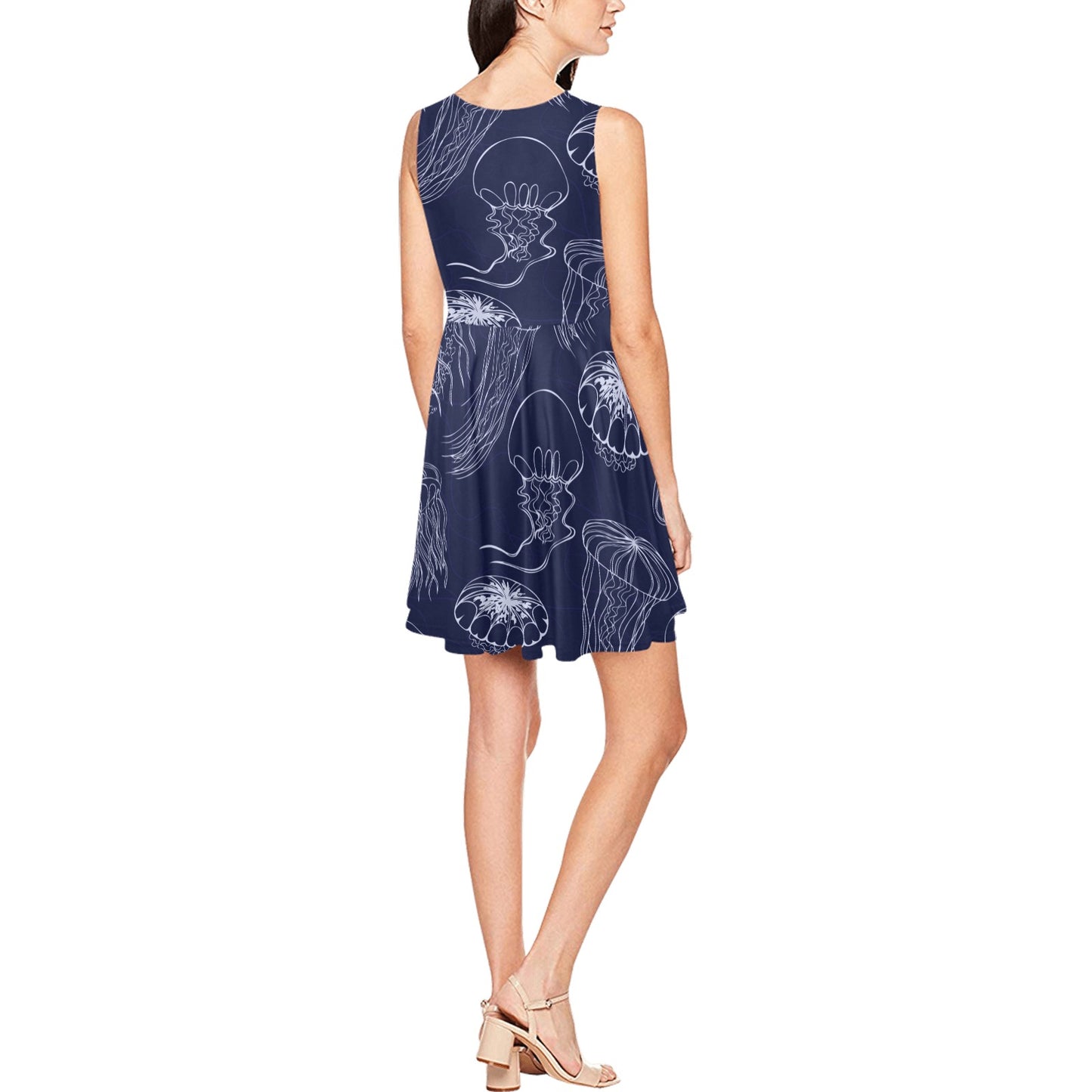 Jellyfish Pattern Print Design 05 Sleeveless Dress
