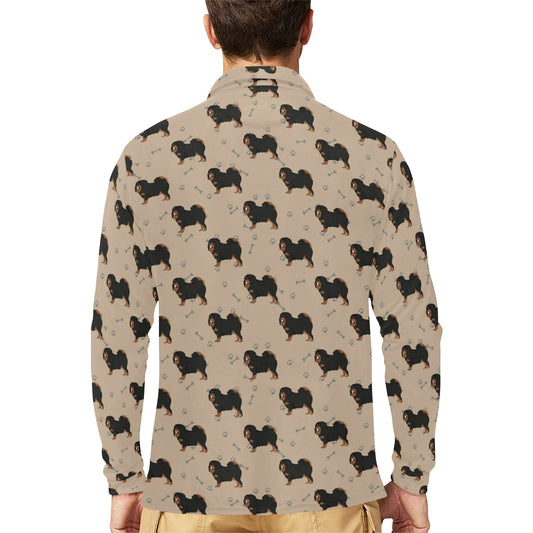 Tibetan Mastiffs Print Design LKS301 Long Sleeve Polo Shirt For Men's