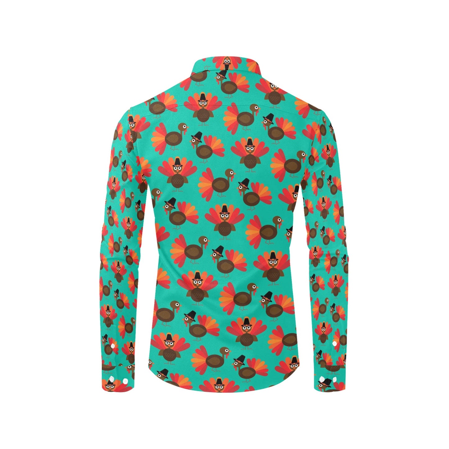Thanksgiving Print Design LKS307 Men's Long Sleeve Dress Shirt
