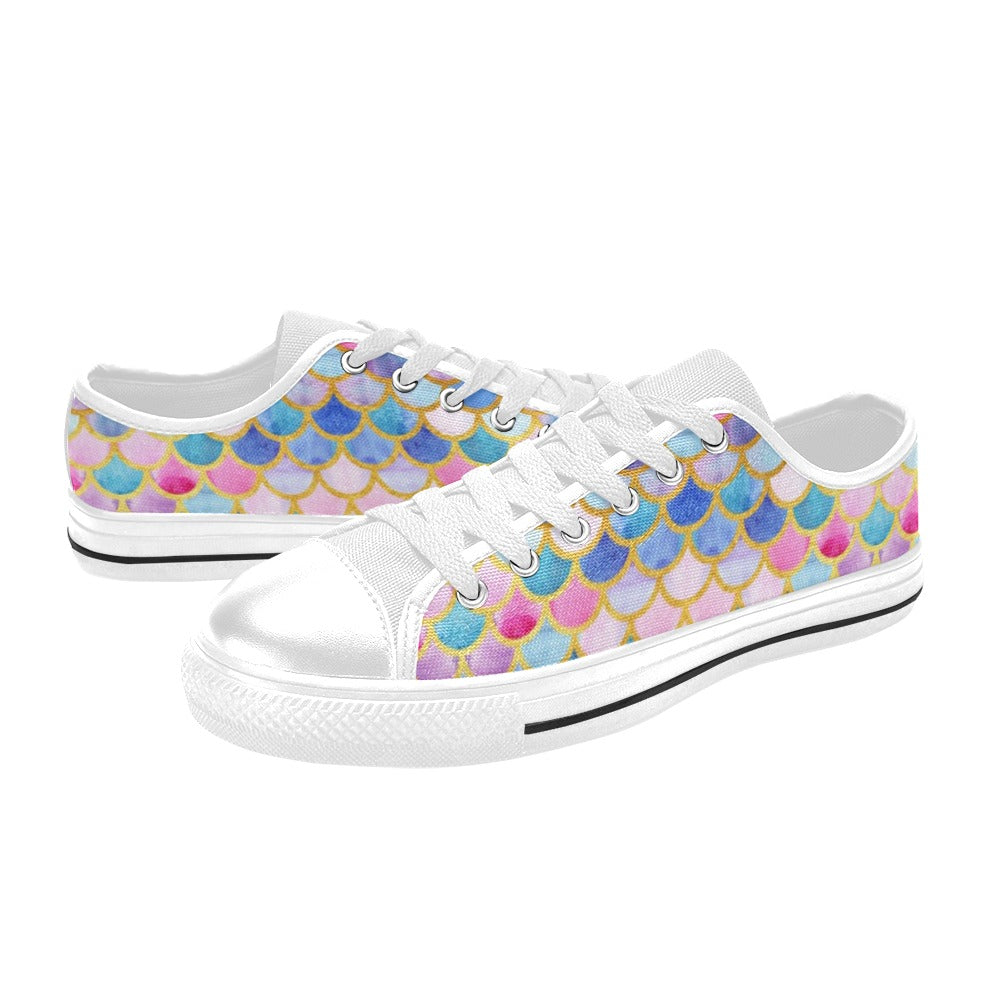 Scales Print Design LKS401 Women's White Low Top Shoes