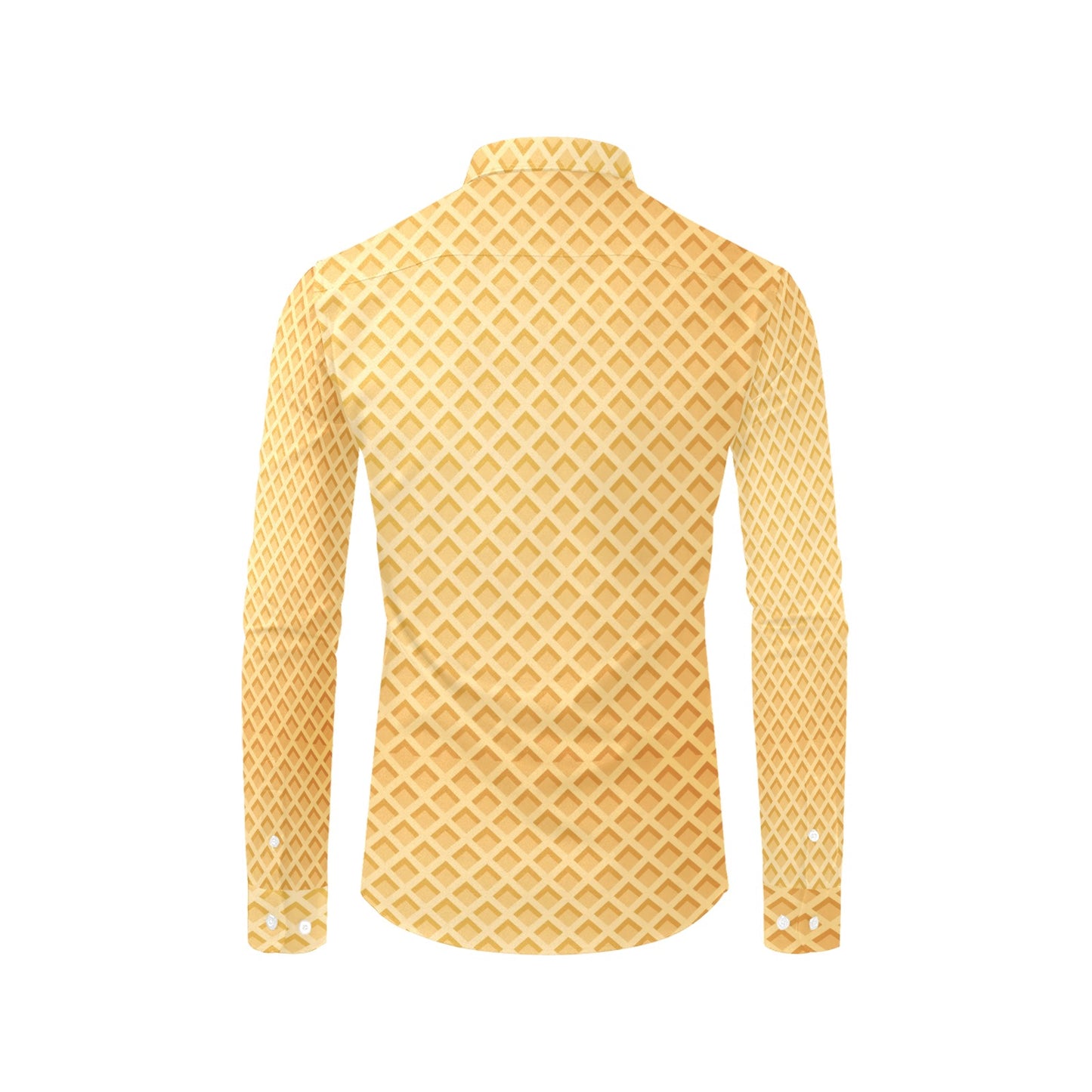 Waffle Texture Print Design LKS302 Men's Long Sleeve Dress Shirt