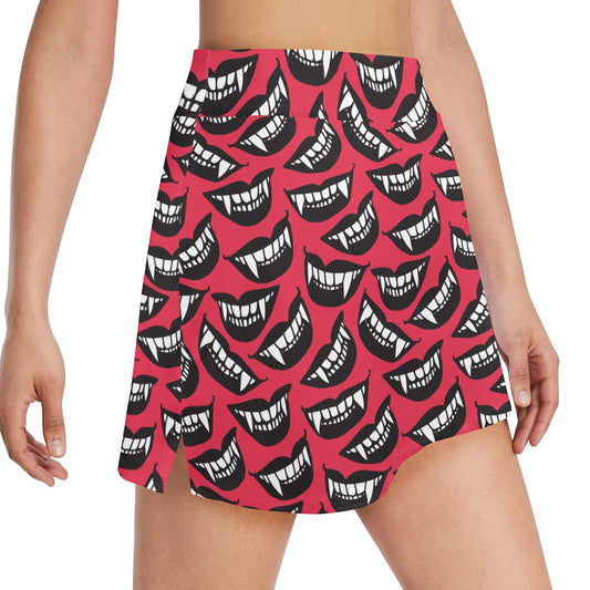Vampire Lips Print Design LKS305 17" Golf & Pickleball Skort with Pockets
