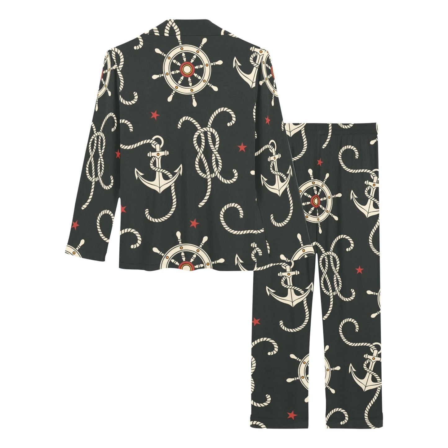 Nautical Anchor Pattern Women's Long Pajama Set