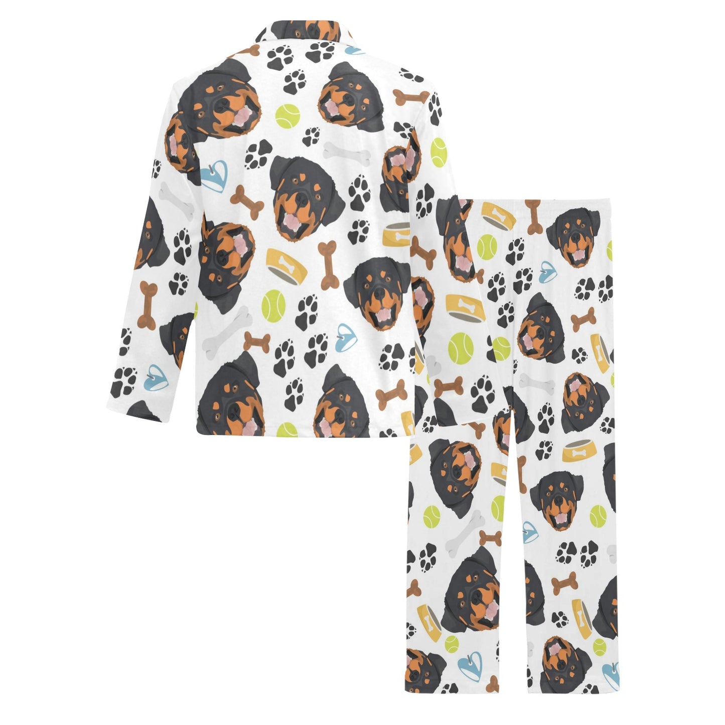 Rottweiler Pattern Print Design A04 Men's Long Pajama Set