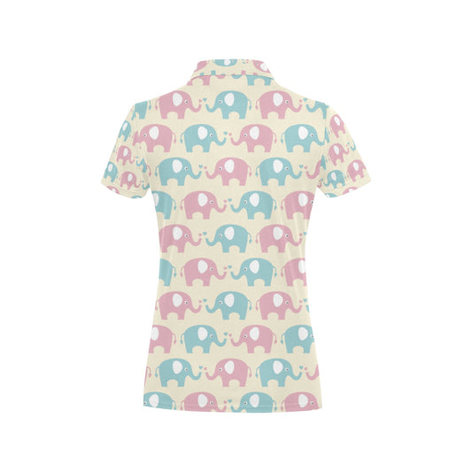Elephant Baby Pastel Print Pattern Women's Polo Shirt