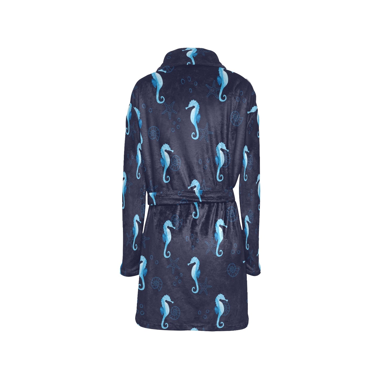 SeaHorse Blue neon Pattern Print Design 03 Women's Fleece Robe