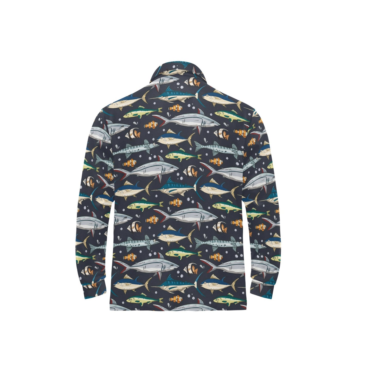 Swordfish Pattern Print Design 04 Long Sleeve Polo Shirt For Men's