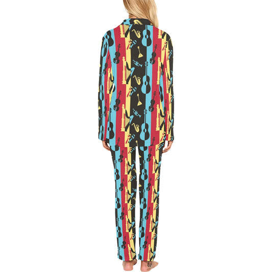 Jazz Pattern Print Design 02 Women's Long Pajama Set
