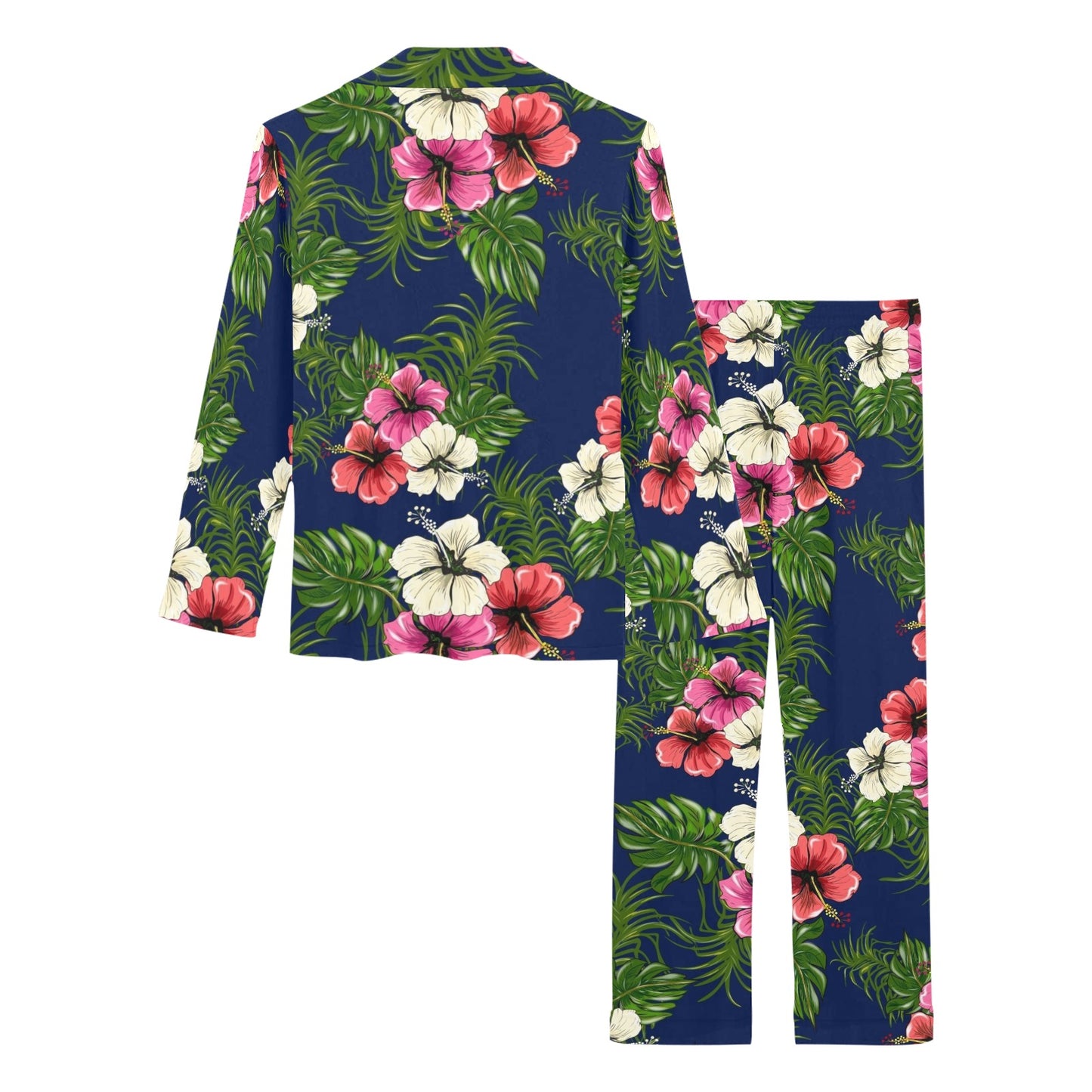 Hibiscus Pattern Print Design HB028 Women's Long Pajama Set