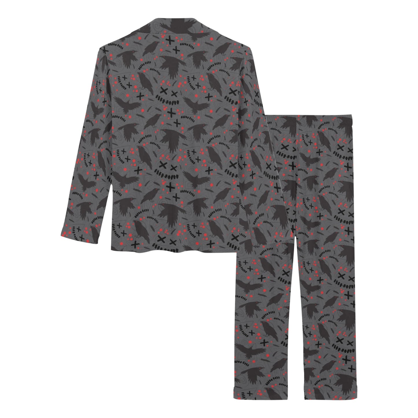 Crow Pattern Print Design 02 Women's Long Pajama Set