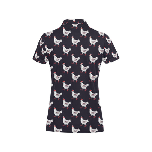 Chicken Pattern Print Design 03 Women's Polo Shirt