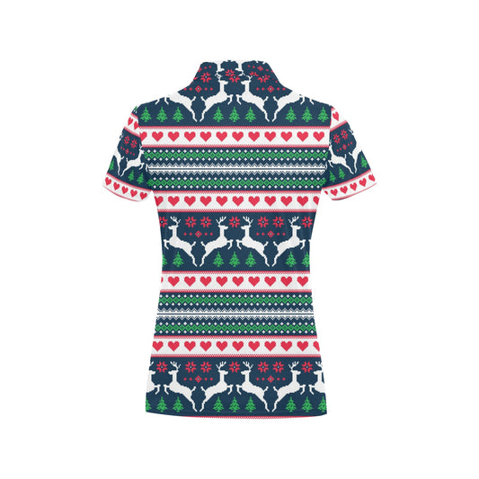 Reindeer Pattern Print Design 03 Women's Polo Shirt