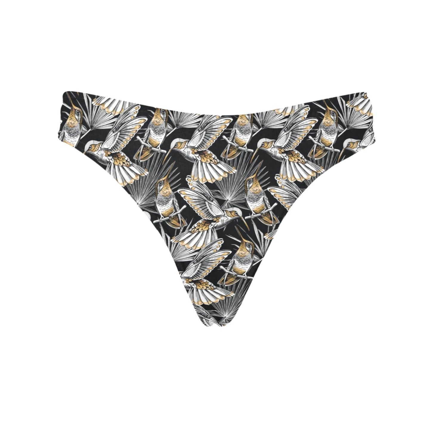 Hummingbird Gold Design Themed Print Women's Thongs