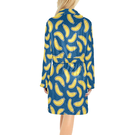 Banana Pattern Print Design BA03 Women's Fleece Robe
