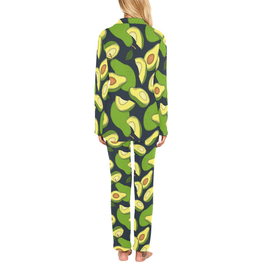 Avocado Pattern Print Design AC013 Women's Long Pajama Set