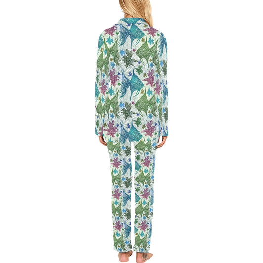 Angelfish Tribal Pattern Print Design 01 Women's Long Pajama Set