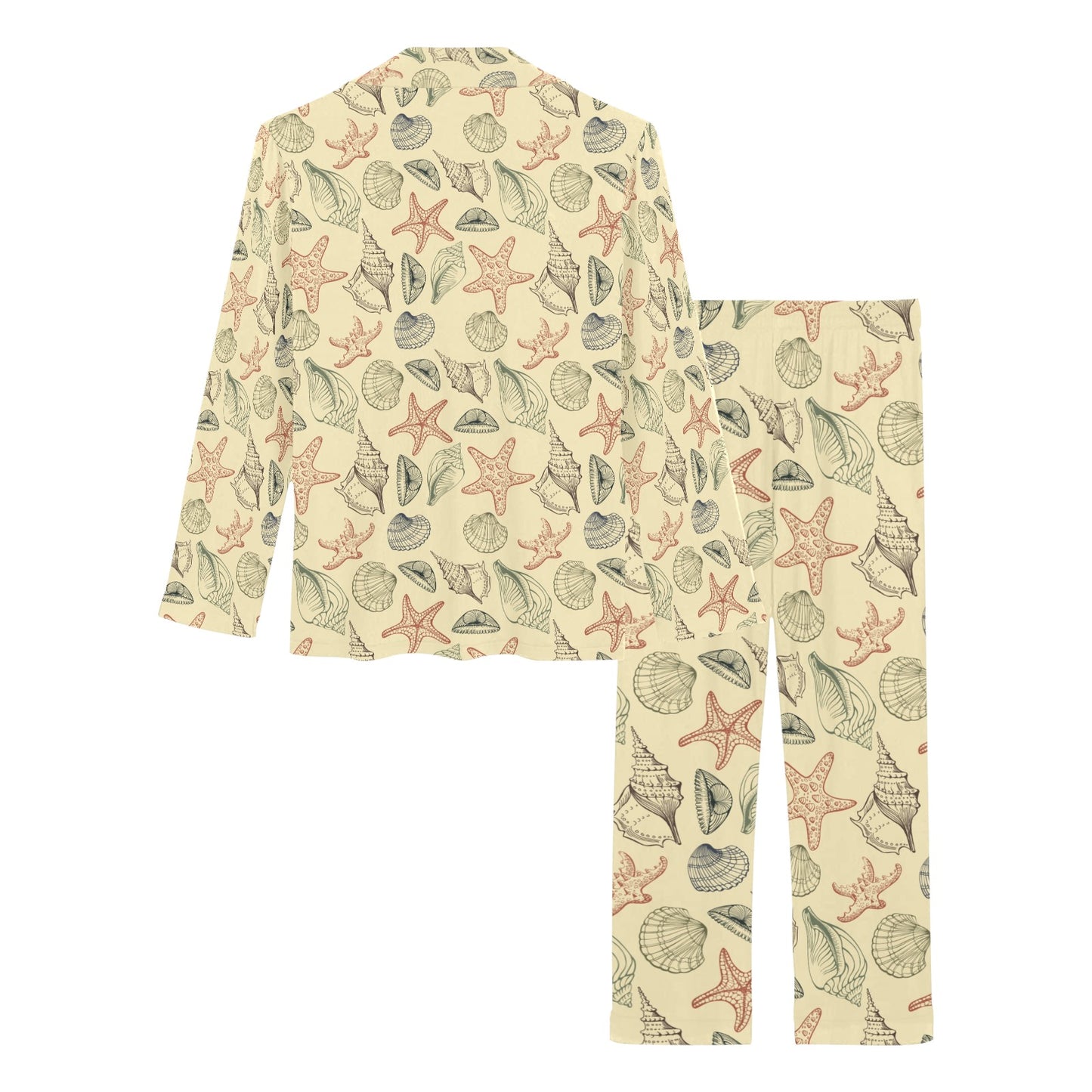 Seashell Print Design LKS305 Women's Long Pajama Set