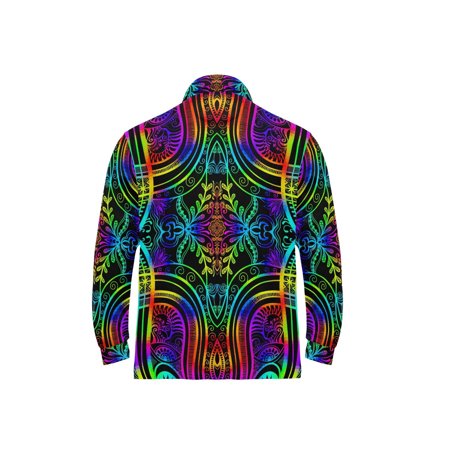 Neon Trible Rainbow Pattern Print Design A01 Long Sleeve Polo Shirt For Men's