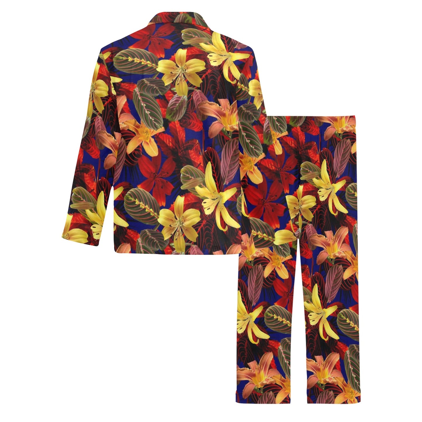 Lily Pattern Print Design LY014 Men's Long Pajama Set