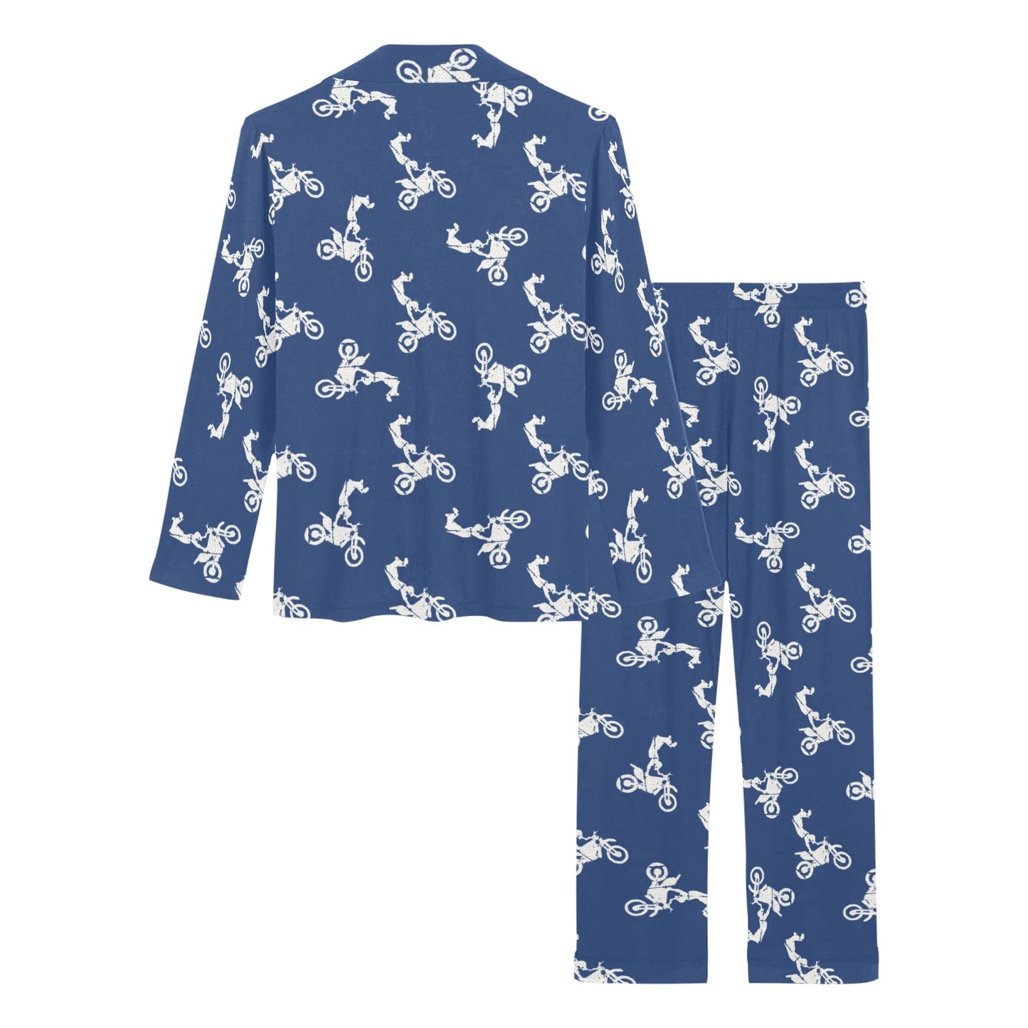 Motocross Pattern Print Design 01 Women's Long Pajama Set