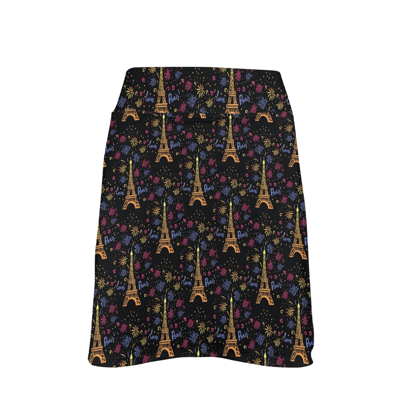 Eiffel Tower Love Paris Print Women's Golf Skirt with Pocket