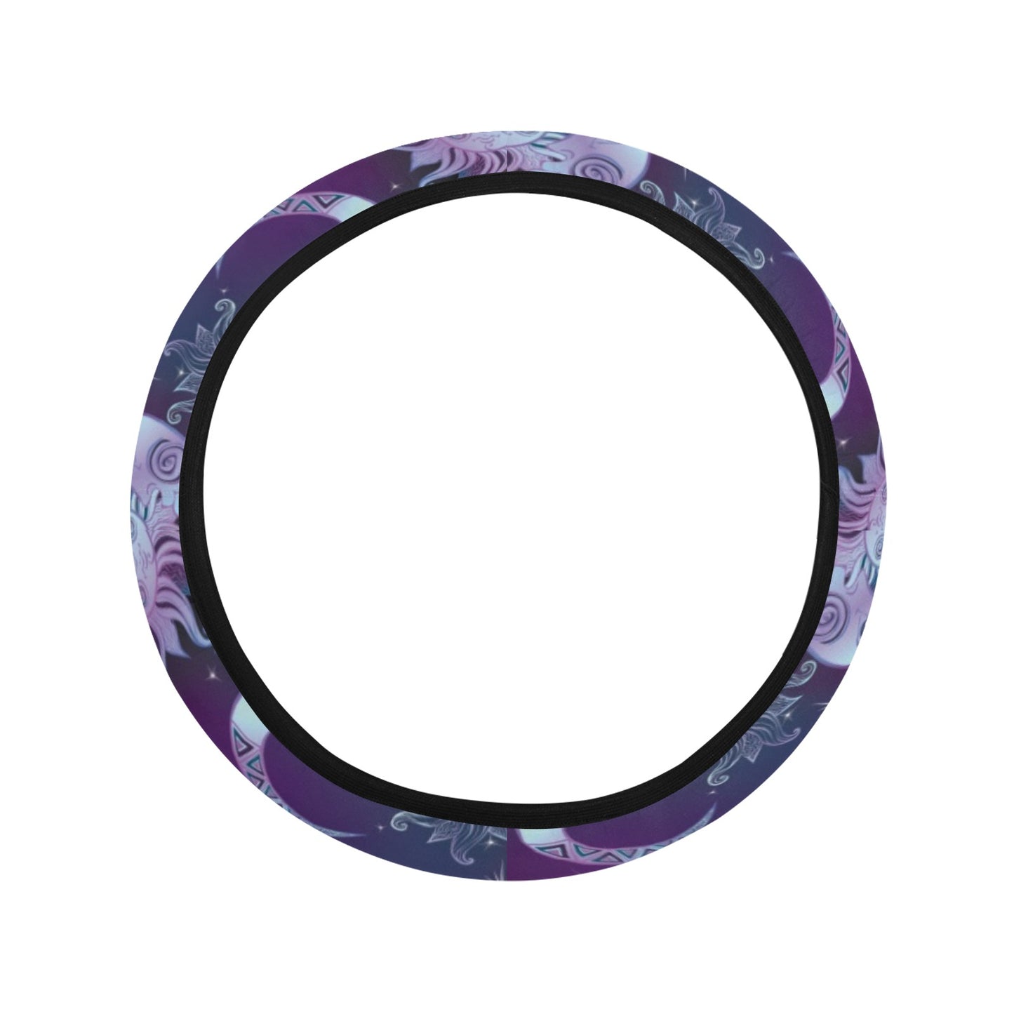 Sun Moon Print Design LKS303 Steering Wheel Cover with Elastic Edge