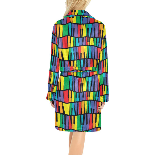 Piano Print Design LKS402 Women's Fleece Robe