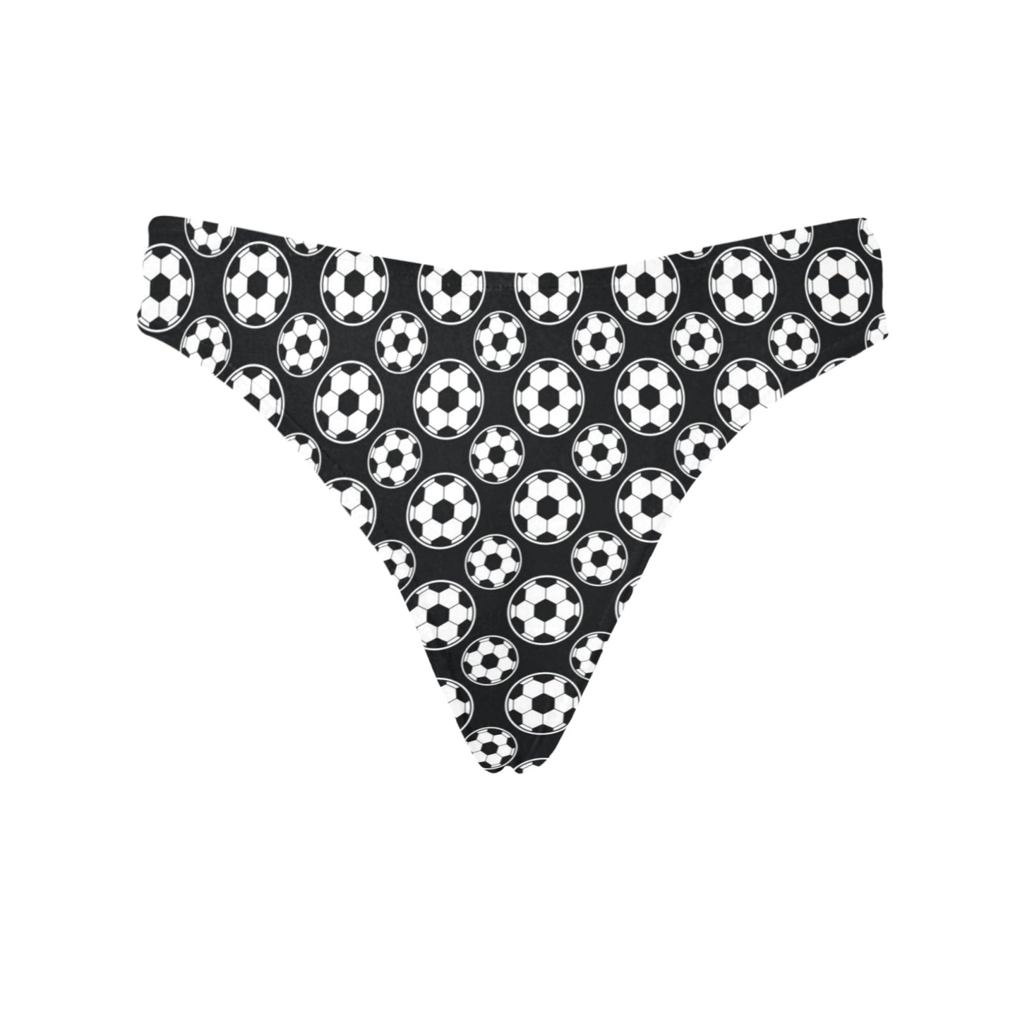 Soccer Ball Black Print Pattern Women's Thongs