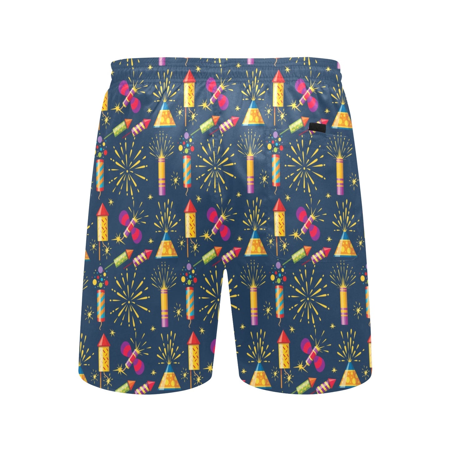 Firework Sparkling Rockets Print Design LKS306 Men's Swim Trunks Beach Shorts