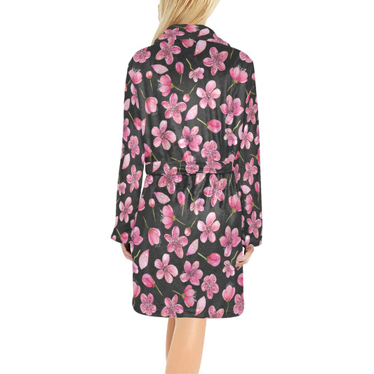 Apple blossom Pattern Print Design AB03 Women's Fleece Robe