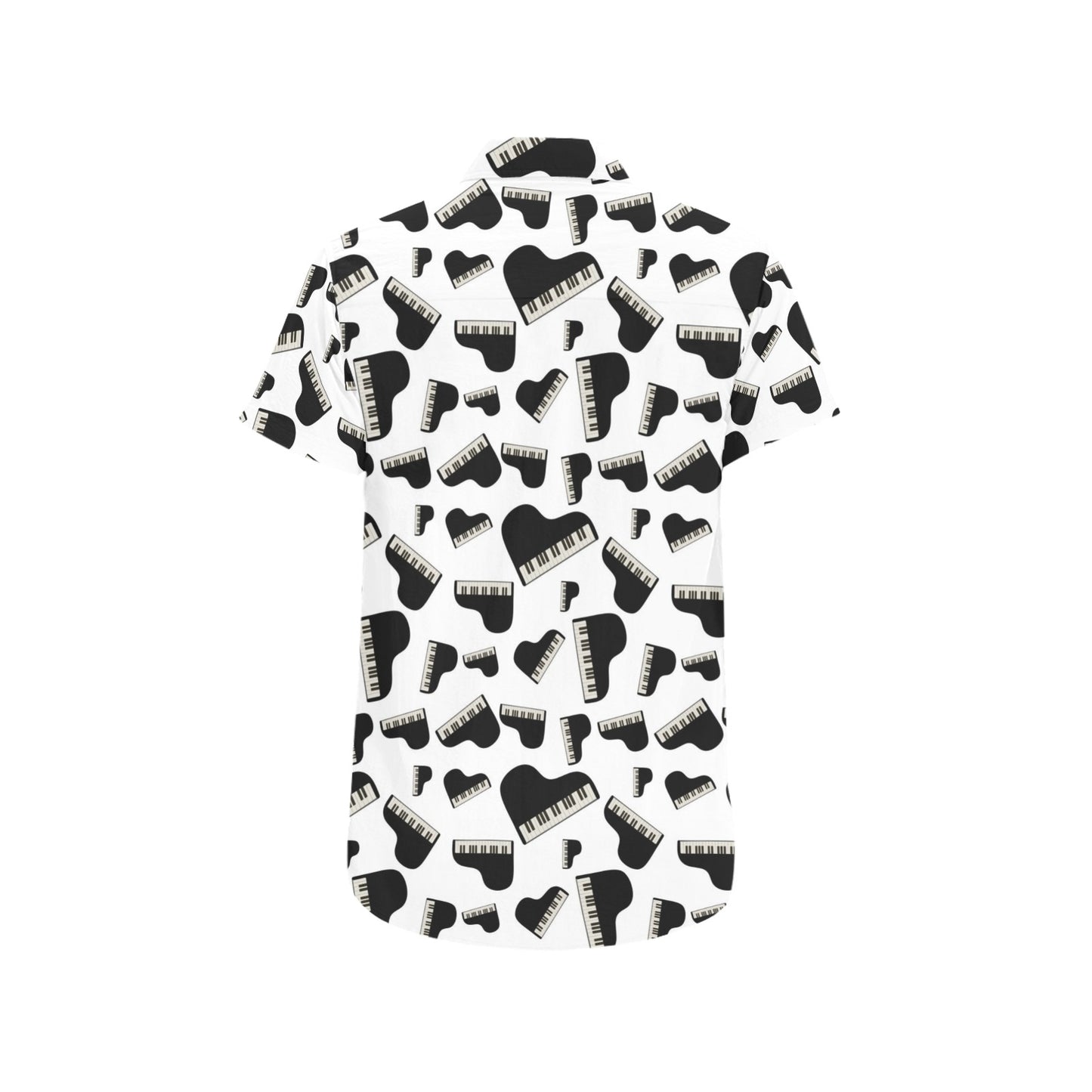 Piano Print Design LKS405 Men Short Sleeve Button Up Shirt