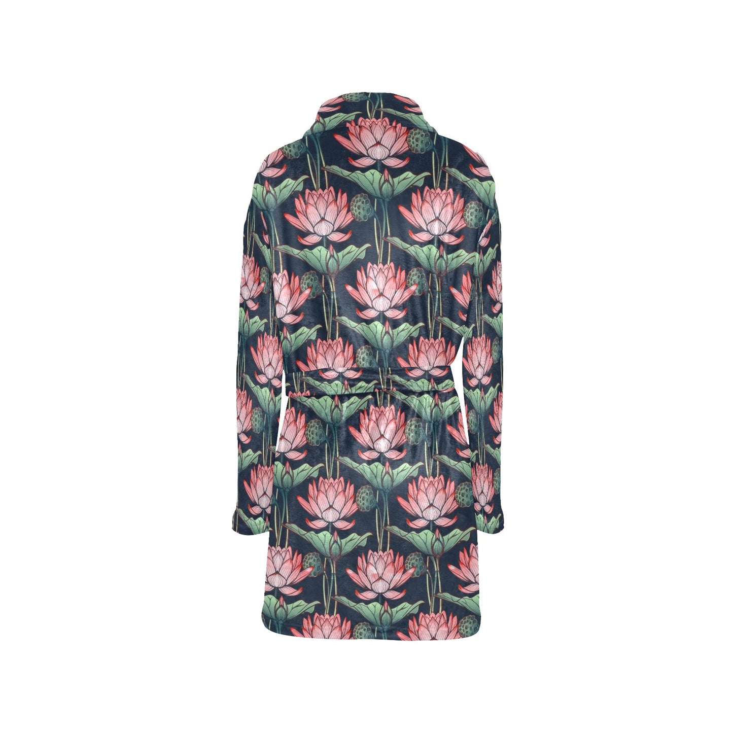 Water Lily Pattern Print Design WL03 Women's Fleece Robe