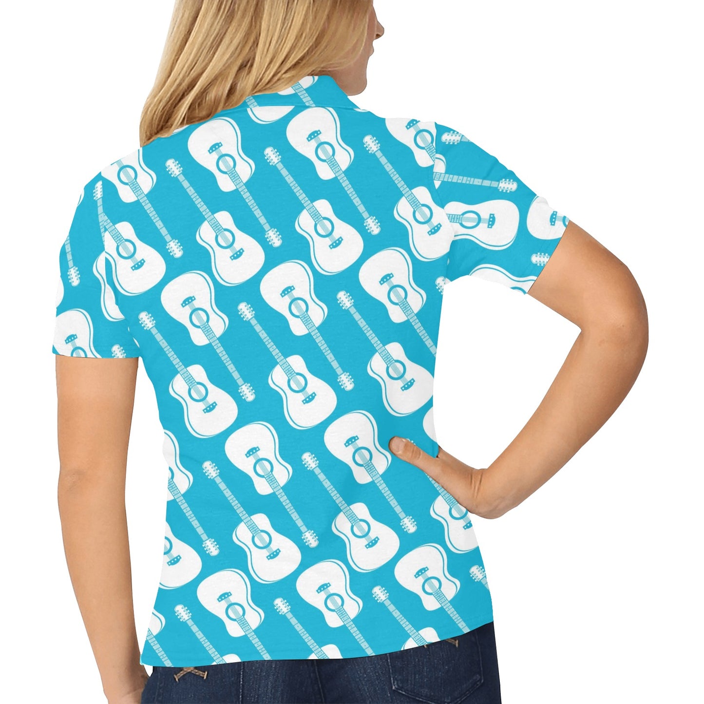 Acoustic Guitar Print Design LKS404 Women's Polo Shirt