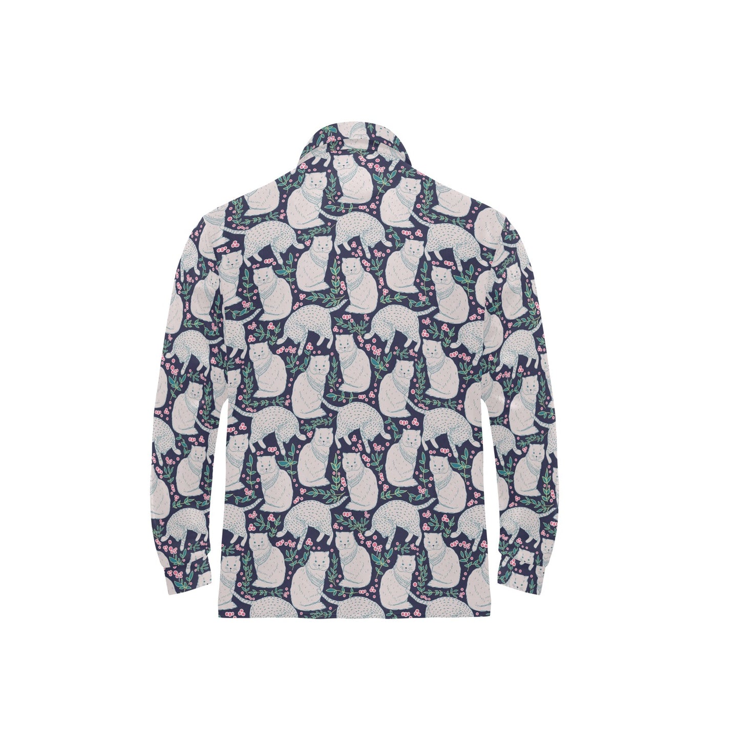 Cat Pattern Print Design 06 Long Sleeve Polo Shirt For Men's