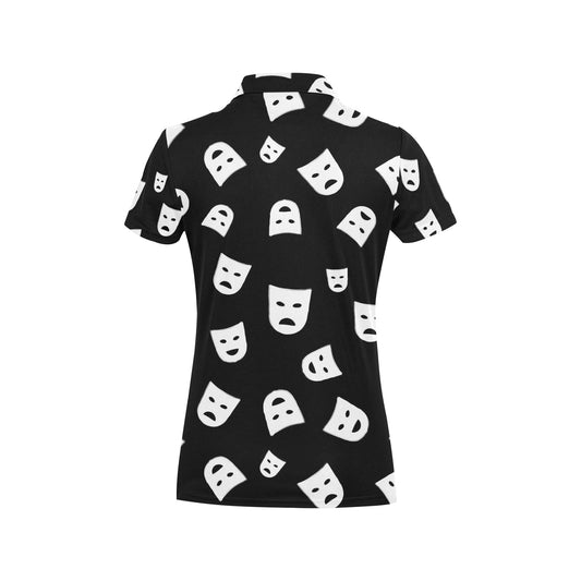 Acting Mask Pattern Print Design 03 Women's Polo Shirt