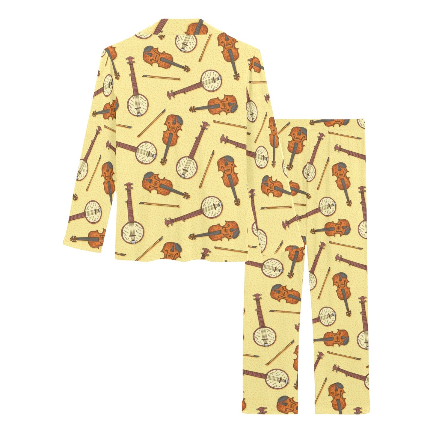 Banjo Violin Pattern Print Design 01 Women's Long Pajama Set