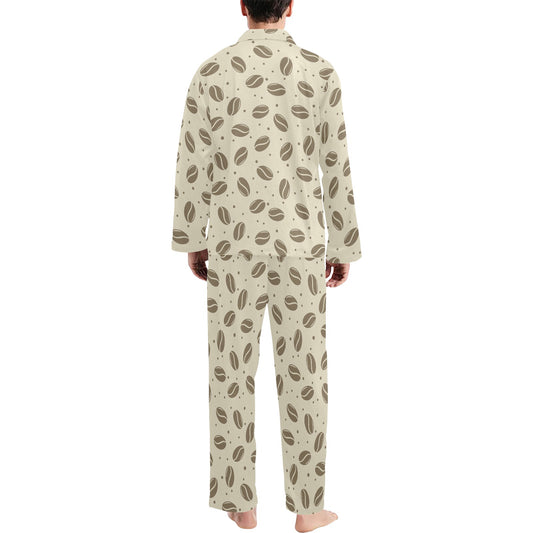 Coffee Pattern Print Design 02 Men's Long Pajama Set