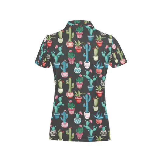 Cactus Pattern Print Design 02 Women's Polo Shirt