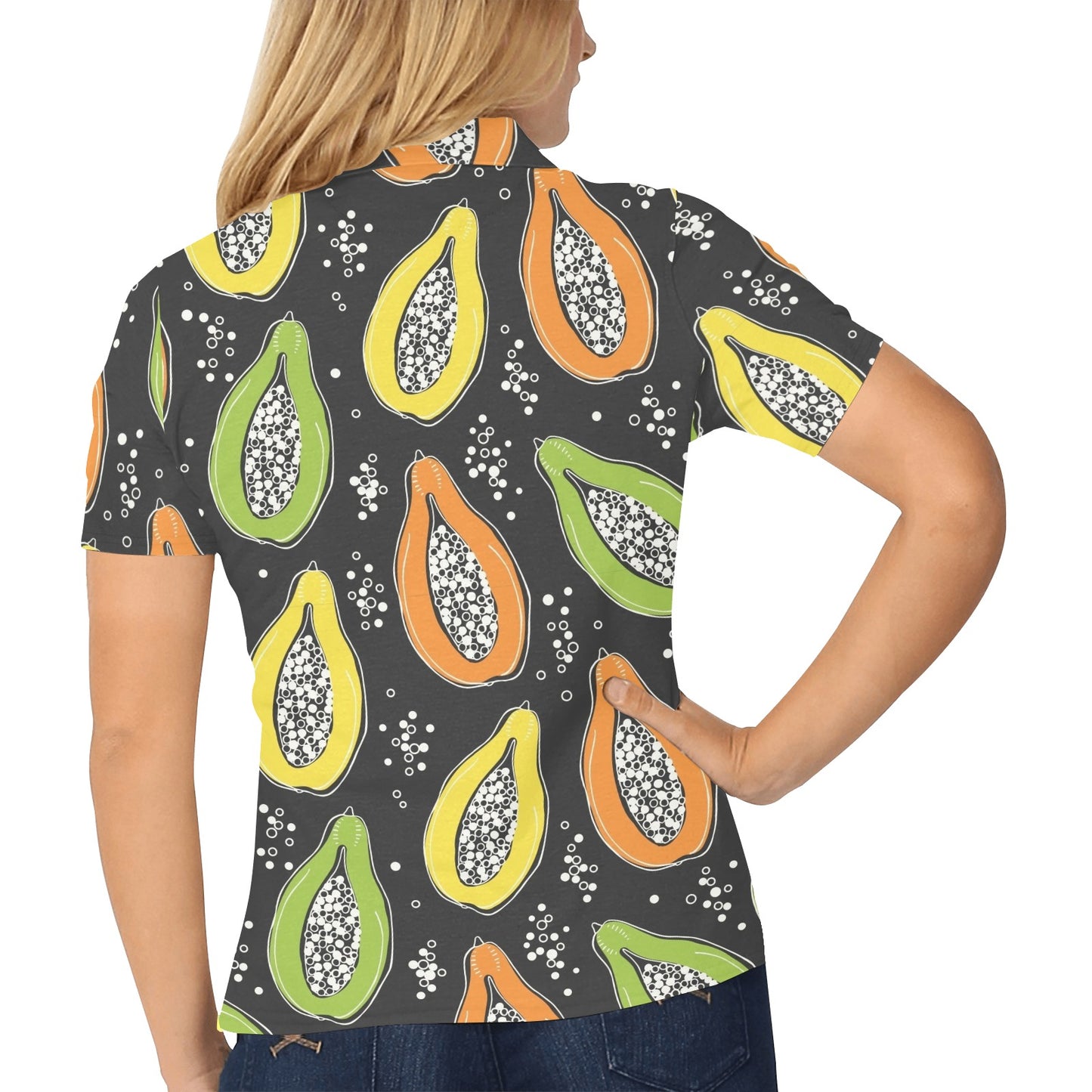 Papaya Pattern Print Design PP05 Women's Polo Shirt