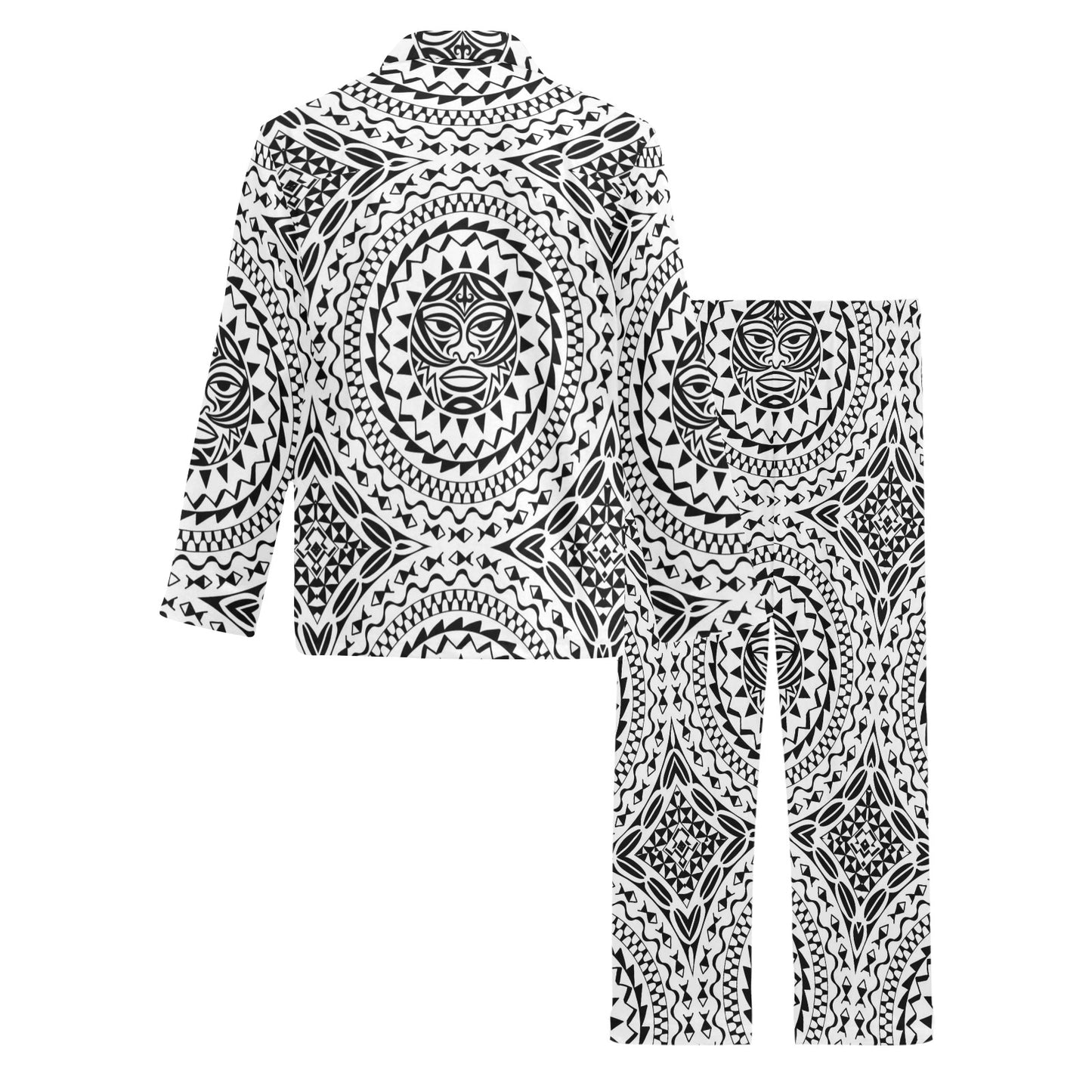 Polynesian Tribal Mask Men's Long Pajama Set
