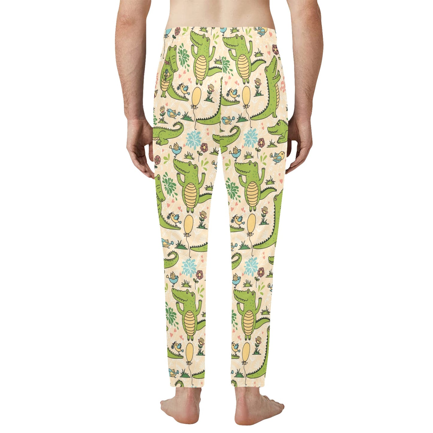 Alligator Pattern Print Design 01 Men's Jogger Pajamas Pants