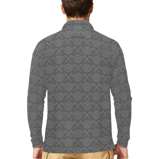 Vikings Print Design LKS303 Long Sleeve Polo Shirt For Men's