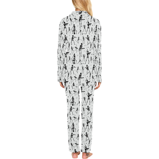 Skeleton Music Player Print Design LKS303 Women's Long Pajama Set