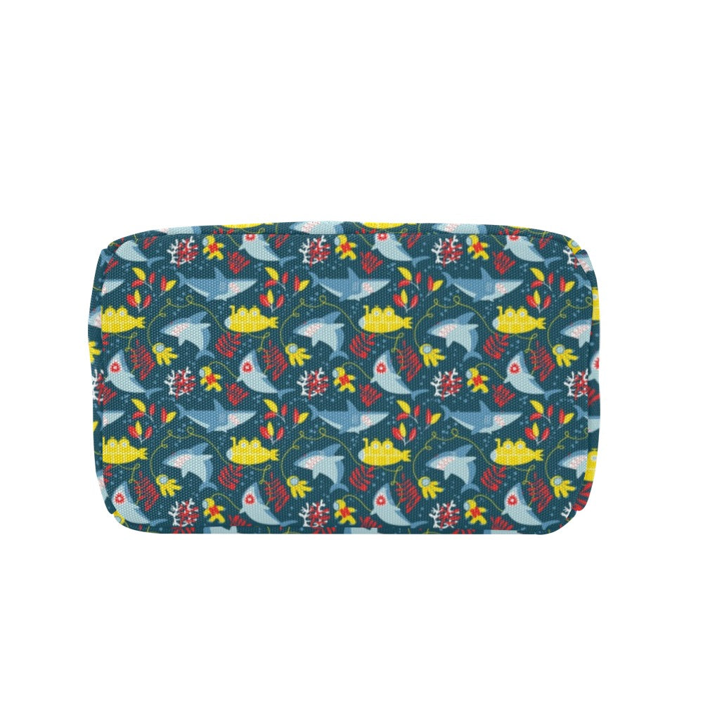 Scuba With Sharks Print Design LKS303 Insulated Lunch Bag